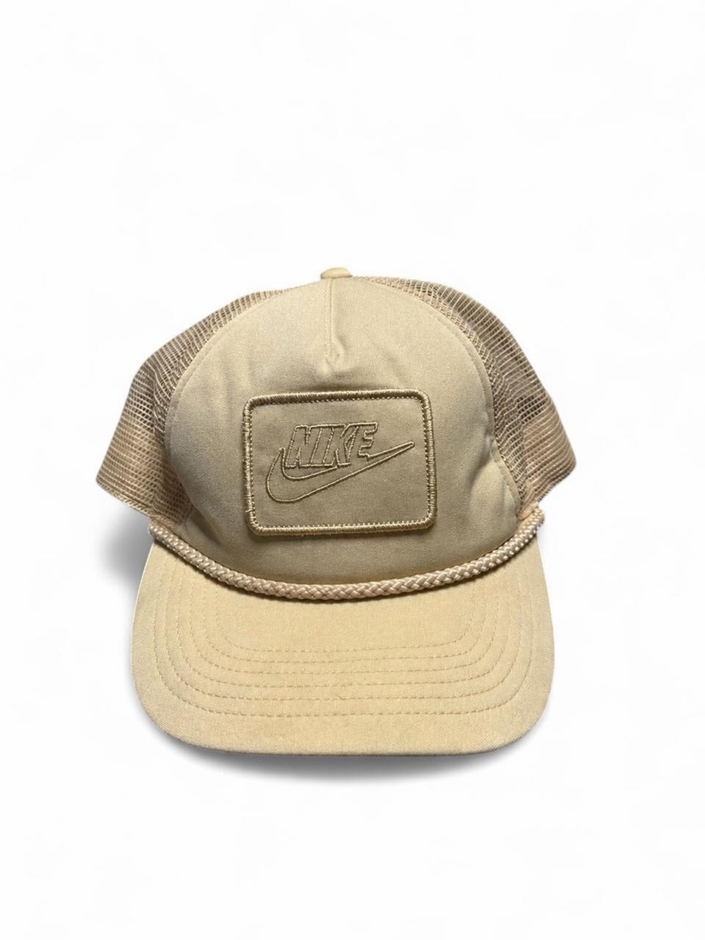 Nike Tan Mesh-Back Trucker Hat with Embroidered Patch